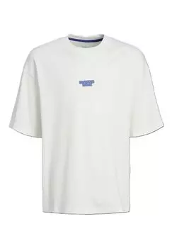 Футболка с принтом Cloud Dancer Jocsc Backprint Tee Crew Neck Jack & Jones, белый