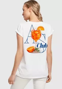 Футболка с принтом CLUB EXTENDED SHOULDER Mister Tee, белый