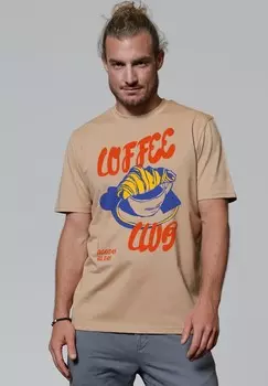 Футболка с принтом COFFEE CLUB watapparel, бежевый
