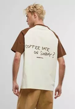 Футболка с принтом COFFEE DATE Another Cotton Lab, белый