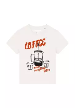 Футболка с принтом COFFEE MAKES EVERYTHING BETTER watapparel, белый