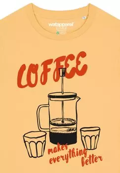 Футболка с принтом COFFEE MAKES EVERYTHING BETTER watapparel, желтый