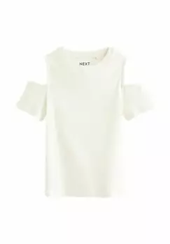 Футболка с принтом COLD SHOULDER REGULAR FIT Next, белый