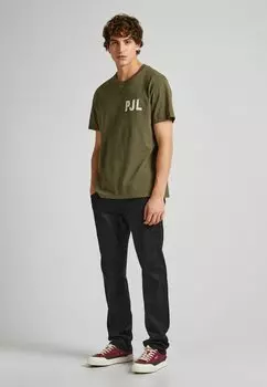 Футболка с принтом Colden Pepe Jeans, зеленый милитари