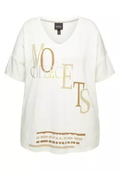 Футболка с принтом COLLECT MOMENTS SHORT SLEEVE GRAPHIC TEE Ulla Popken, кремовый