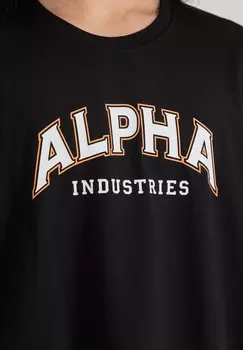Футболка с принтом COLLEGE Alpha Industries, черный