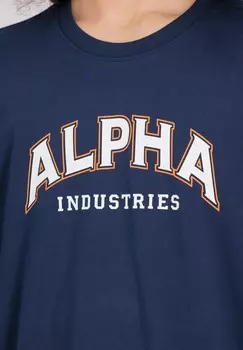 Футболка с принтом COLLEGE Alpha Industries, синий