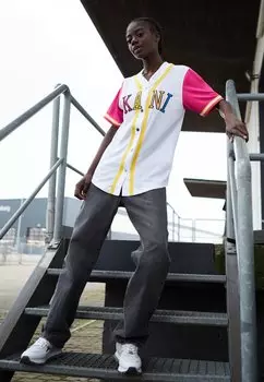 Футболка с принтом COLLEGE BLOCK BASEBALL Karl Kani, цвет white