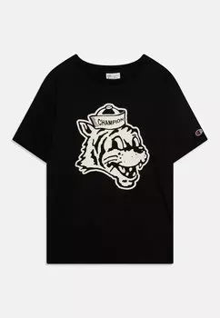 Футболка с принтом COLLEGE CREWNECK WITH TIGER PRINT Champion, черный