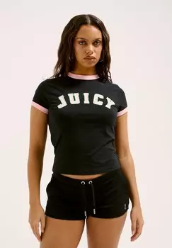 Футболка с принтом COLLEGIATE RINGER Juicy Couture, черный