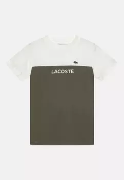Футболка с принтом COLOR BLOCK CENTER LOGO UNISEX Lacoste, цвет flour/tank