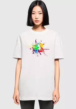Футболка с принтом COLOR SPLASH PLAYER BOYFRIEND Merchcode, белый