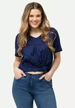Футболка с принтом COLORFUL LEOPARD SHORT SLEEVE Ulla Popken, темно-синий