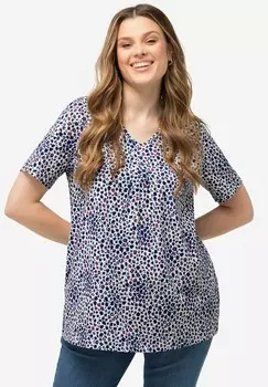 Футболка с принтом COLORFUL LEOPARD SHORT SLEEVE Ulla Popken, синий
