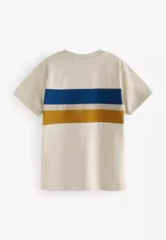 Футболка с принтом Colourblock Short Sleeve Next, темно-бежевый цвет экрю