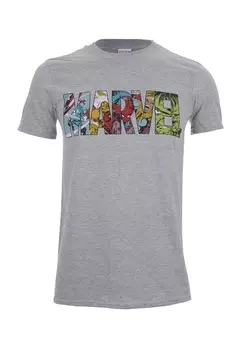 Футболка с принтом COMIC STRIP LOGO Marvel, серый