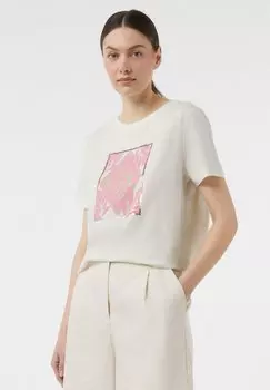 Футболка с принтом comma, кремовый