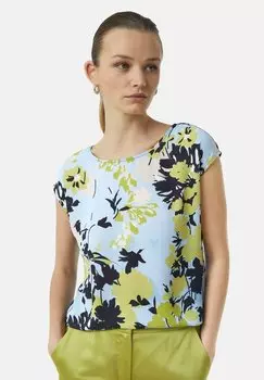 Футболка с принтом comma, светло-голубой