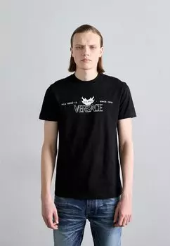 Футболка с принтом COMPACT LOGO Versace, черный