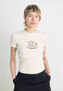 Футболка с принтом COMPANION CENTER LOGO TEE Dickies, бежевый