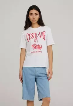 Футболка с принтом CON CILIEGIE Terranova, белый