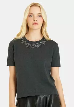 Футболка с принтом CON CUELLO PEDRERA Alma en Pena, темно-серый