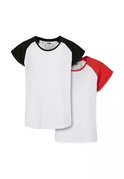 Футболка с принтом Contrast Raglan 2-Pack Urban Classics, цвет white hugered white black