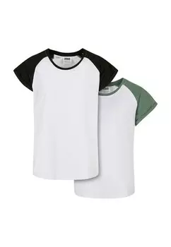 Футболка с принтом Contrast Raglan 2-Pack Urban Classics, цвет white saliva white black
