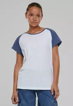 Футболка с принтом CONTRAST RAGLAN Urban Classics, цвет white vintageblue
