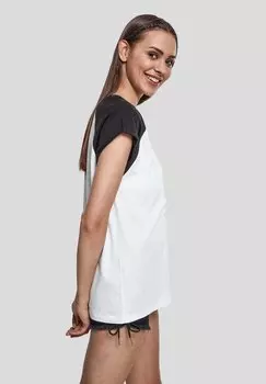 Футболка с принтом Contrast Raglan Urban Classics, белый/черный