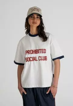 Футболка с принтом CONTRAST TEE PROHIBITED, белый
