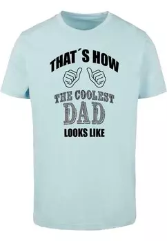 Футболка с принтом COOLEST DAD ROUND NECK Merchcode, цвет ocean blue