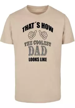 Футболка с принтом COOLEST DAD ROUND NECK Merchcode, песочный