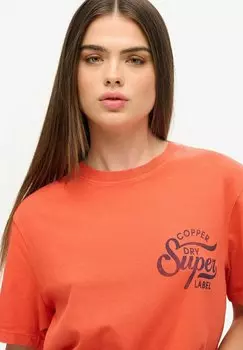 Футболка с принтом COPPER LABEL CHEST GRAPHIC Superdry, оранжевый