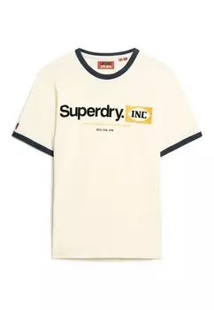 Футболка с принтом CORE LOGO RINGER WORKWEAR GRAPHIC Superdry, бежевый