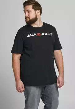 Футболка с принтом CORP LOGO KURZARM PLUS SIZE 2 PACK Jack & Jones, черный