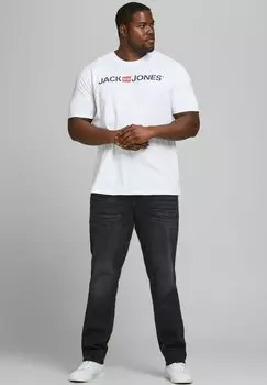 Футболка с принтом CORP LOGO KURZARM PLUS SIZE 2 PACK Jack & Jones, белый деним