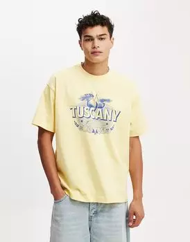 Футболка с принтом Cotton:On Box fit желтого цвета