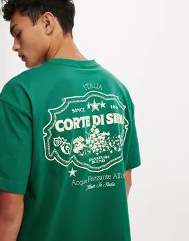 Футболка с принтом Cotton:On Box fit зеленого цвета