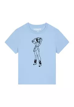 Футболка с принтом COW watapparel, светло-голубой