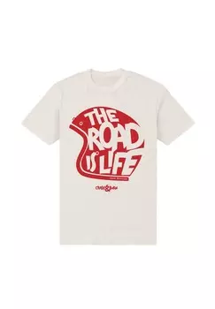 Футболка с принтом CRASH & BURN ROAD IS LIFE Henry Tiger, кремовый