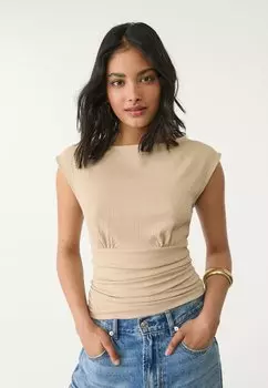 Футболка с принтом CREASED WITH SLEEVES Stradivarius, цвет Stone