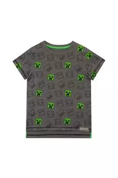 Футболка с принтом Creeper Minecraft, серый