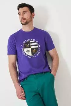 Футболка с принтом Crew Clothing и изображением герба экипажа Crew Clothing Company, синий