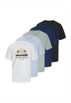 Футболка с принтом CREW NECK 5 PACK Jack & Jones, черный