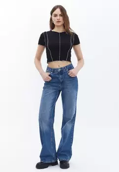 Футболка с принтом CREW NECK CROP OXXO, черный