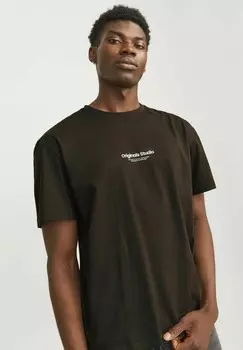 Футболка с принтом CREW NECK Jack & Jones, коричневый