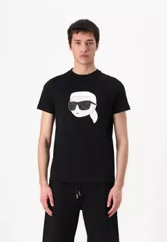 Футболка с принтом CREW NECK KARL LAGERFELD, черный