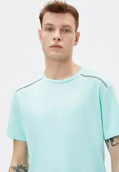 Футболка с принтом CREW NECK REFLECTOR SHORT SLEEVE Koton, бирюзовый