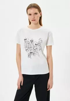 Футболка с принтом CREW NECK SHORT SLEEVE Koton, цвет white